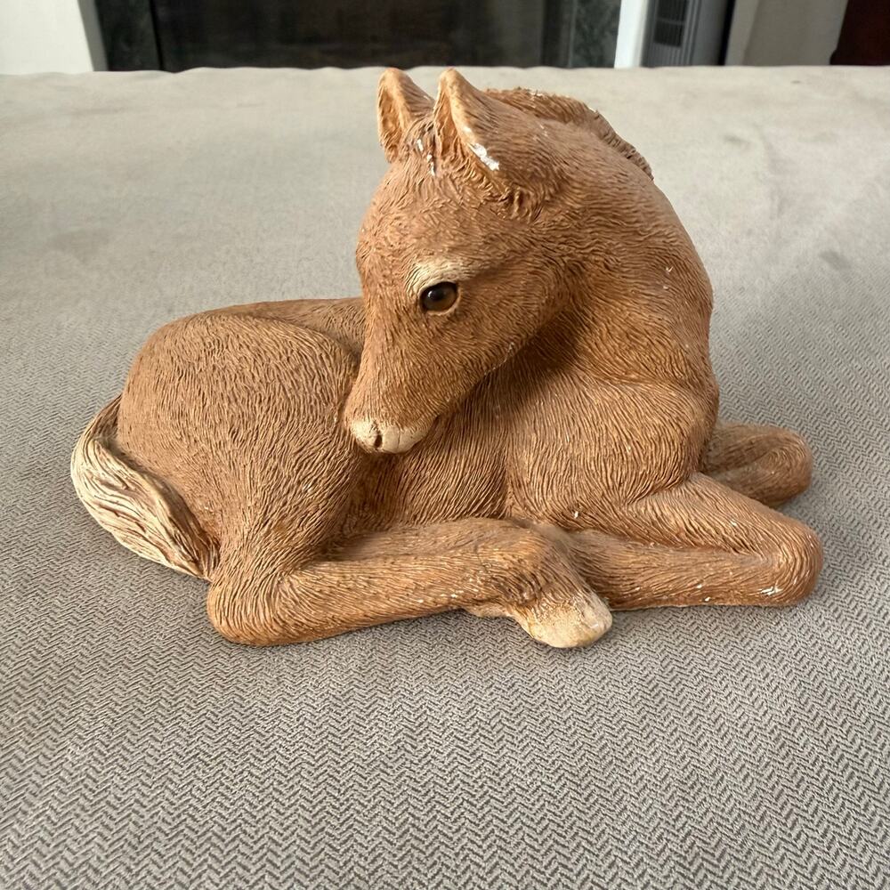 Sandicast Resting Foal Horse Figurine Sandra Brue Sculpture Hand Painted 1981